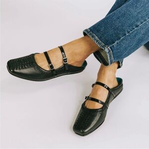 FREE PEOPLE Diana Double Strap Flats Black